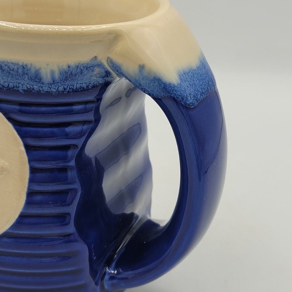 DEI Starfish Mug Nautical Coastal Pottery Ribbed Blue Tan 5.25" Cozy Hand Grip - Picture 4 of 10